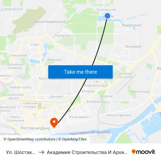 Ул. Шостаковича to Академия Строительства И Архитектуры Дгту map