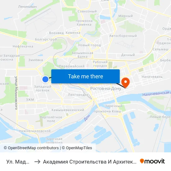 Ул. Мадояна to Академия Строительства И Архитектуры Дгту map