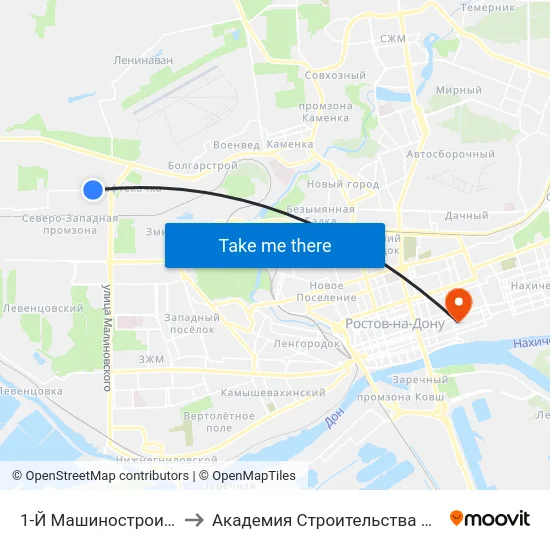 1-Й Машиностроительный Пер. to Академия Строительства И Архитектуры Дгту map