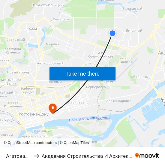 Агатовая Ул. to Академия Строительства И Архитектуры Дгту map
