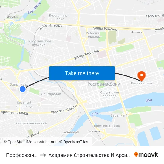 Профсоюзная Ул. to Академия Строительства И Архитектуры Дгту map
