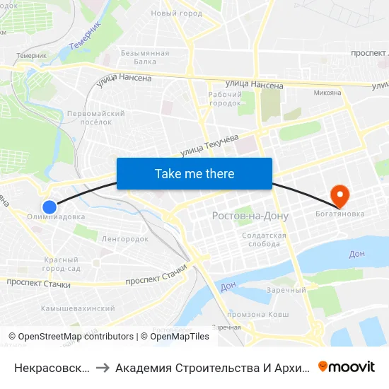 Некрасовская Ул. to Академия Строительства И Архитектуры Дгту map