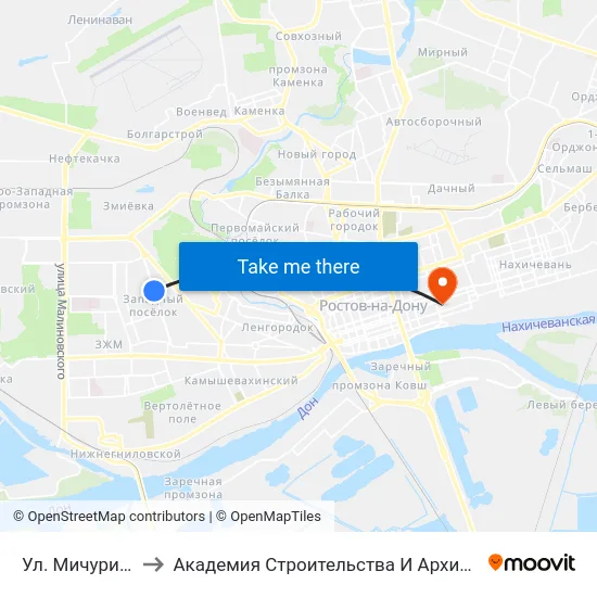 Ул. Мичуринская to Академия Строительства И Архитектуры Дгту map