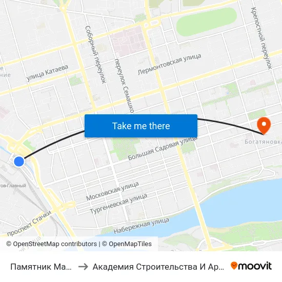 Памятник Машинисту to Академия Строительства И Архитектуры Дгту map