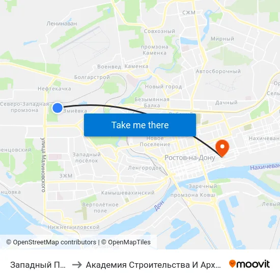 Западный Переезд to Академия Строительства И Архитектуры Дгту map