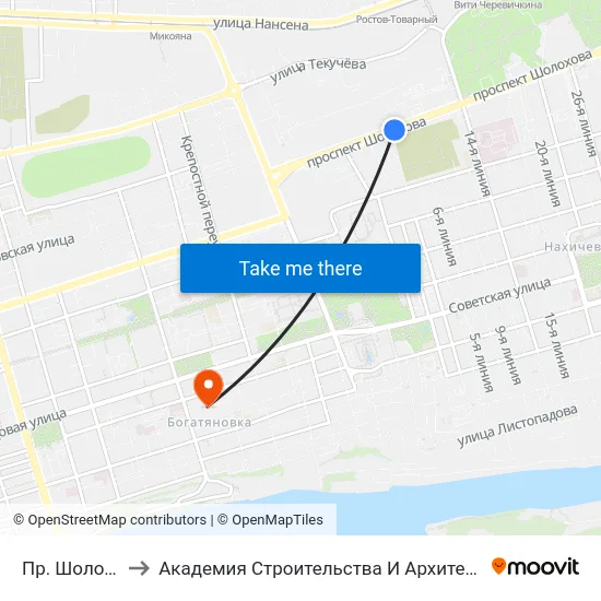 Пр. Шолохова to Академия Строительства И Архитектуры Дгту map
