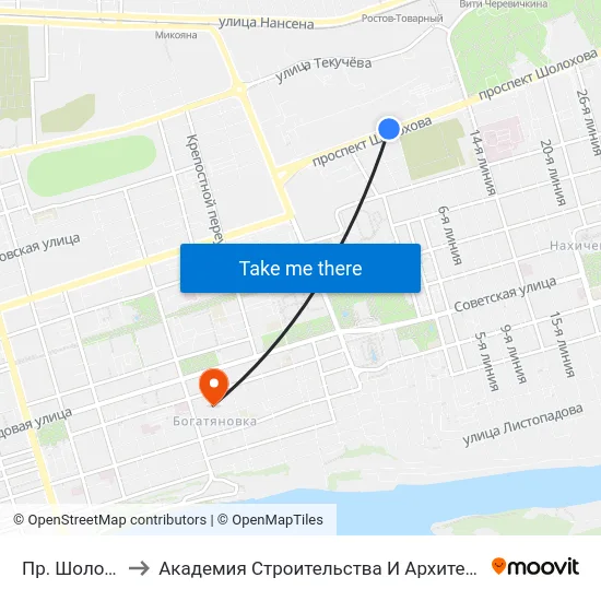 Пр. Шолохова to Академия Строительства И Архитектуры Дгту map