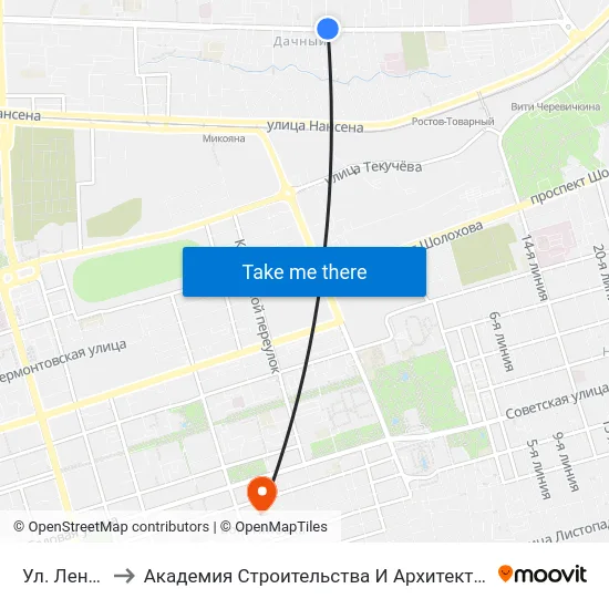 Ул. Ленина to Академия Строительства И Архитектуры Дгту map