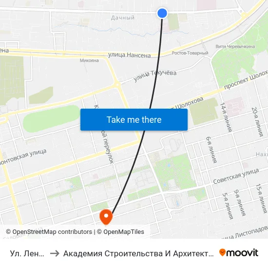Ул. Ленина to Академия Строительства И Архитектуры Дгту map