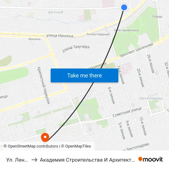 Ул. Ленина to Академия Строительства И Архитектуры Дгту map