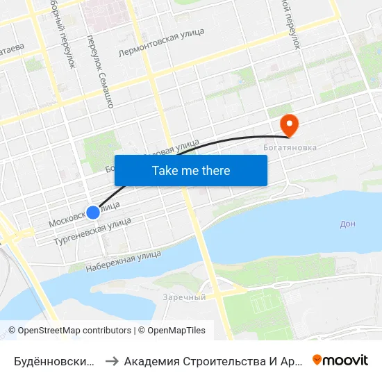 Будённовский Просп. to Академия Строительства И Архитектуры Дгту map