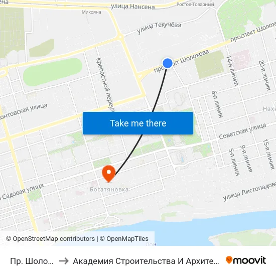 Пр. Шолохова to Академия Строительства И Архитектуры Дгту map