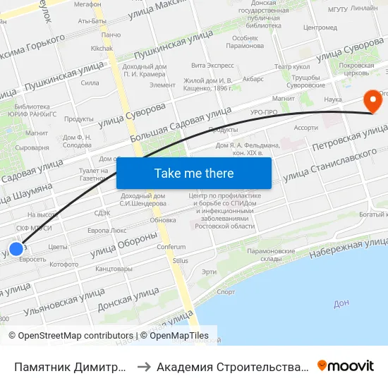 Памятник Димитрию Ростовскому to Академия Строительства И Архитектуры Дгту map