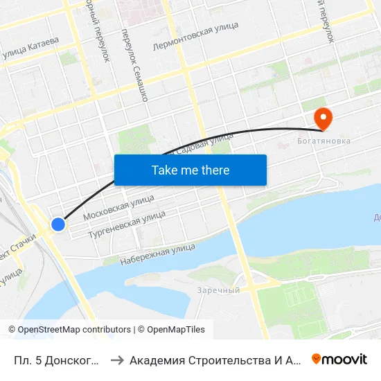 Пл. 5 Донского Корпуса to Академия Строительства И Архитектуры Дгту map