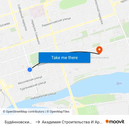 Будённовский Просп. to Академия Строительства И Архитектуры Дгту map