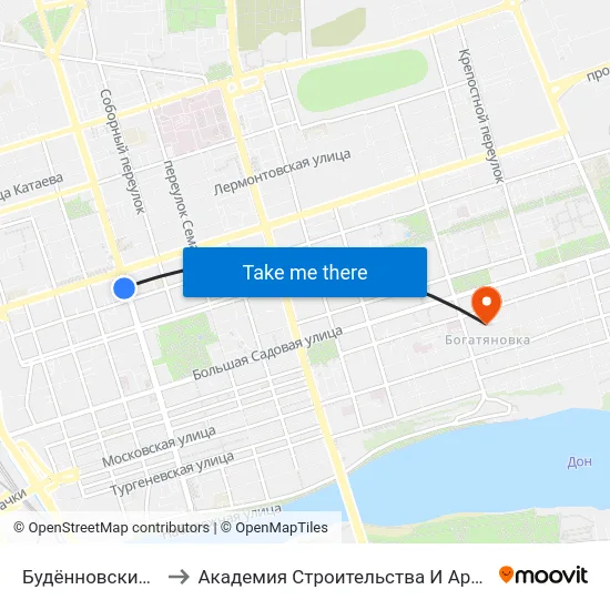Будённовский Просп. to Академия Строительства И Архитектуры Дгту map