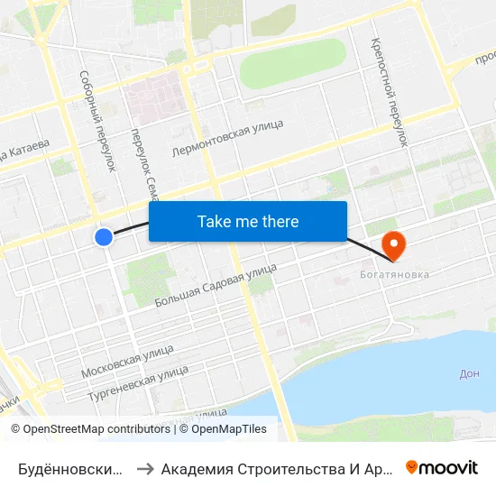 Будённовский Просп. to Академия Строительства И Архитектуры Дгту map