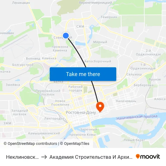 Неклиновская Ул. to Академия Строительства И Архитектуры Дгту map