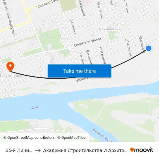 35-Я Линия Ул. to Академия Строительства И Архитектуры Дгту map