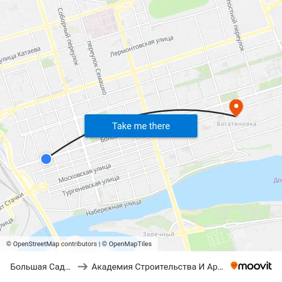 Большая Садовая Ул. to Академия Строительства И Архитектуры Дгту map
