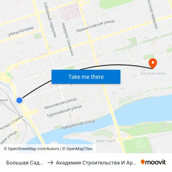 Большая Садовая Ул. to Академия Строительства И Архитектуры Дгту map