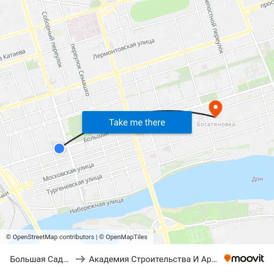 Большая Садовая Ул. to Академия Строительства И Архитектуры Дгту map