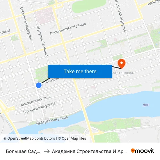 Большая Садовая Ул. to Академия Строительства И Архитектуры Дгту map