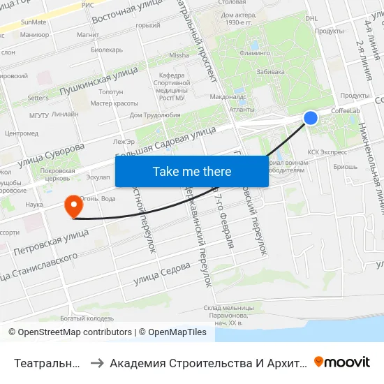 Театральная Пл. to Академия Строительства И Архитектуры Дгту map