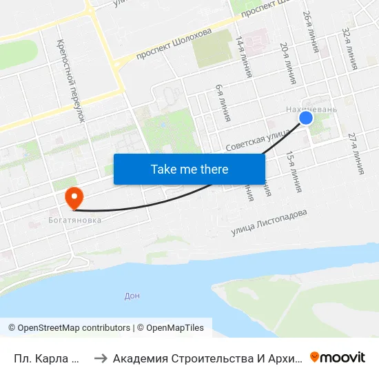 Пл. Карла Маркса to Академия Строительства И Архитектуры Дгту map