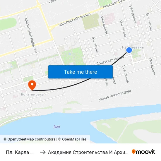 Пл. Карла Маркса to Академия Строительства И Архитектуры Дгту map