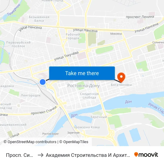 Просп. Сиверса to Академия Строительства И Архитектуры Дгту map