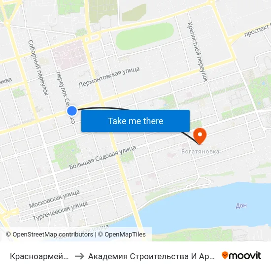 Красноармейская Ул. to Академия Строительства И Архитектуры Дгту map