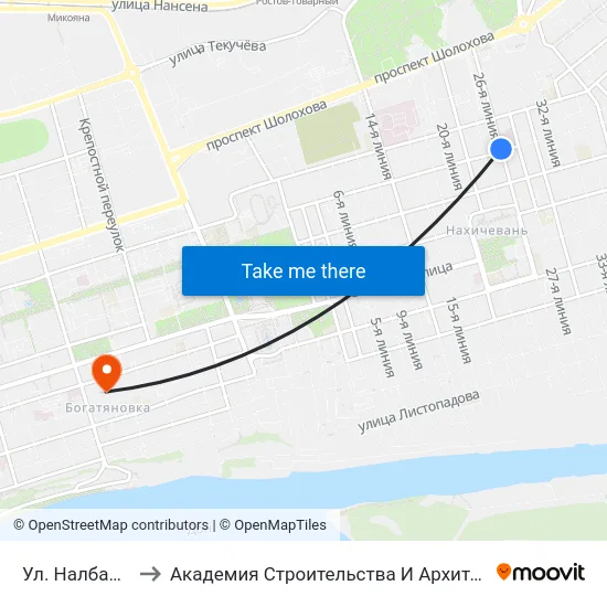 Ул. Налбандяна to Академия Строительства И Архитектуры Дгту map