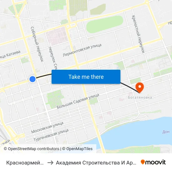 Красноармейская Ул. to Академия Строительства И Архитектуры Дгту map
