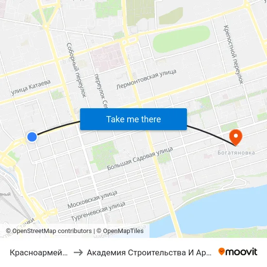 Красноармейская Ул. to Академия Строительства И Архитектуры Дгту map