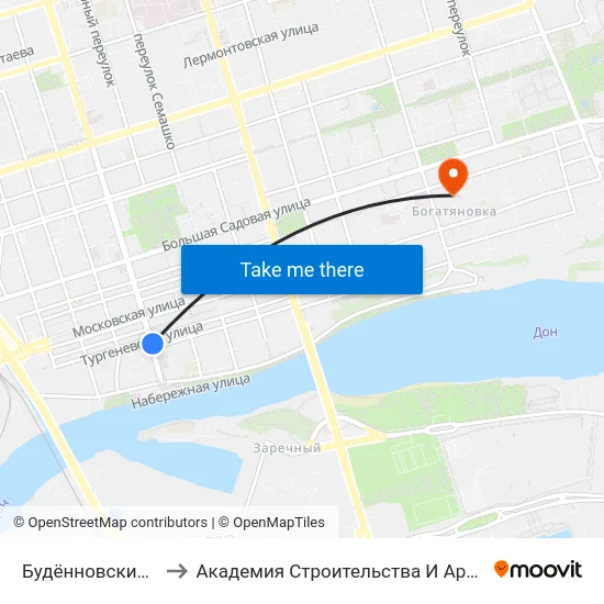 Будённовский Просп. to Академия Строительства И Архитектуры Дгту map