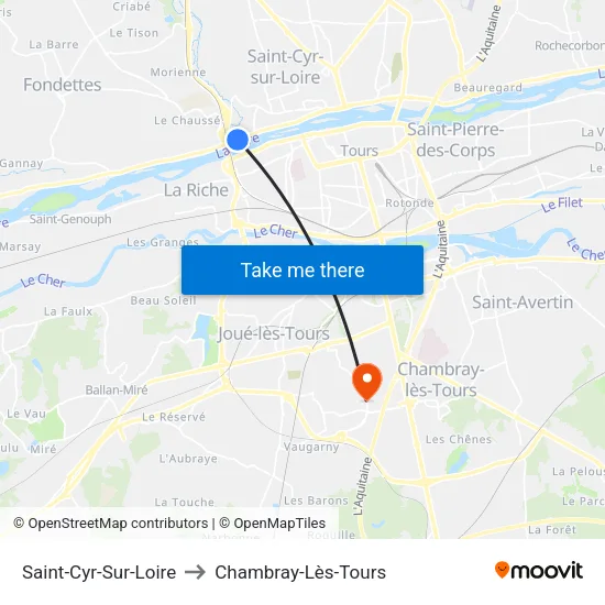 Saint-Cyr-Sur-Loire to Chambray-Lès-Tours map