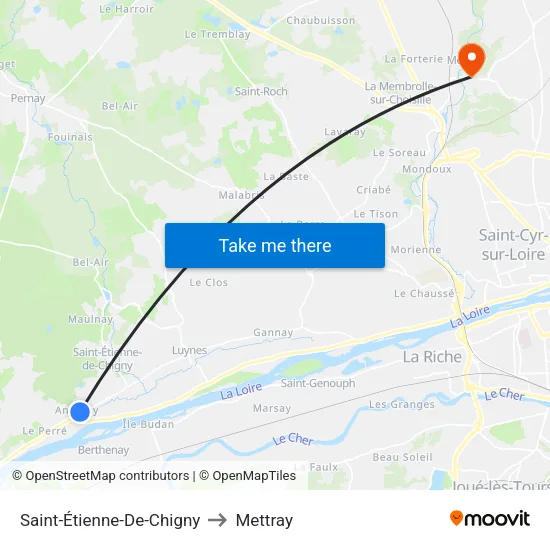 Saint-Étienne-De-Chigny to Mettray map