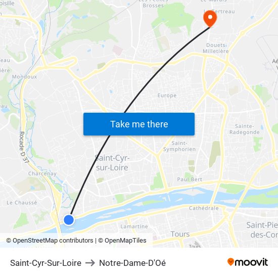 Saint-Cyr-Sur-Loire to Notre-Dame-D'Oé map