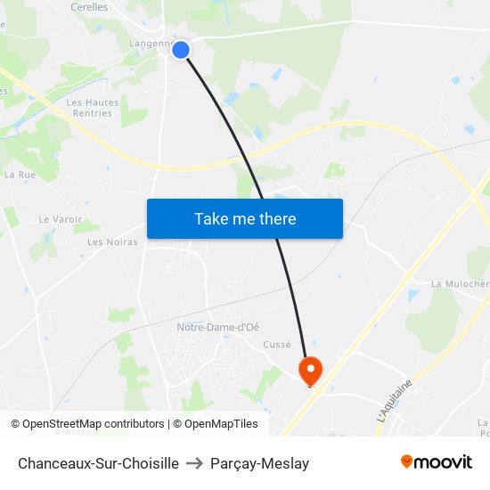 Chanceaux-Sur-Choisille to Parçay-Meslay map