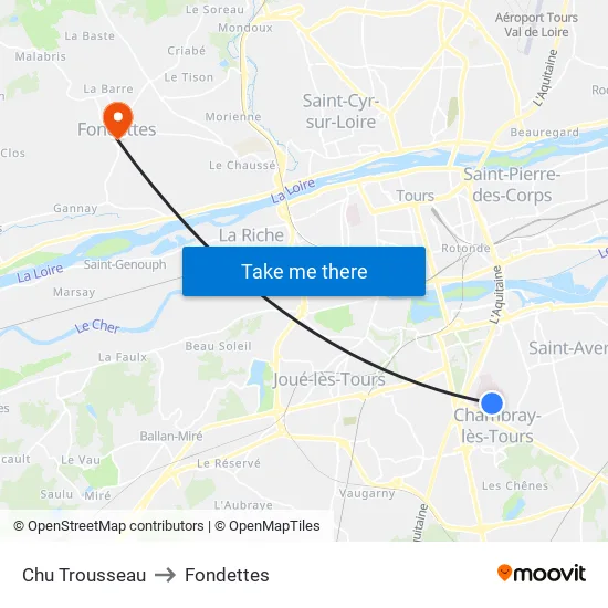 Chu Trousseau to Fondettes map