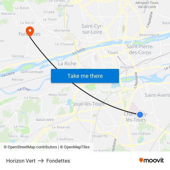 Horizon Vert to Fondettes map