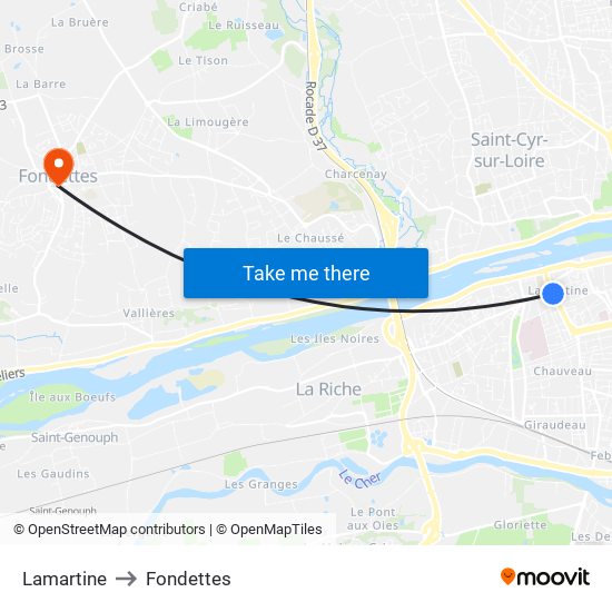 Lamartine to Fondettes map