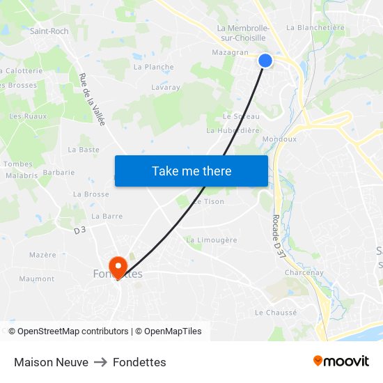 Maison Neuve to Fondettes map