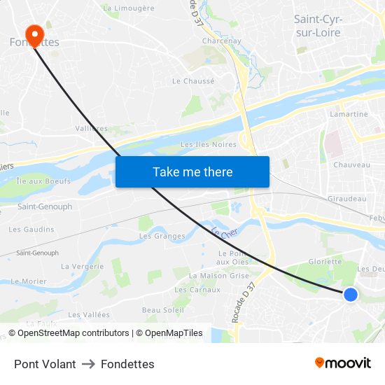 Pont Volant to Fondettes map