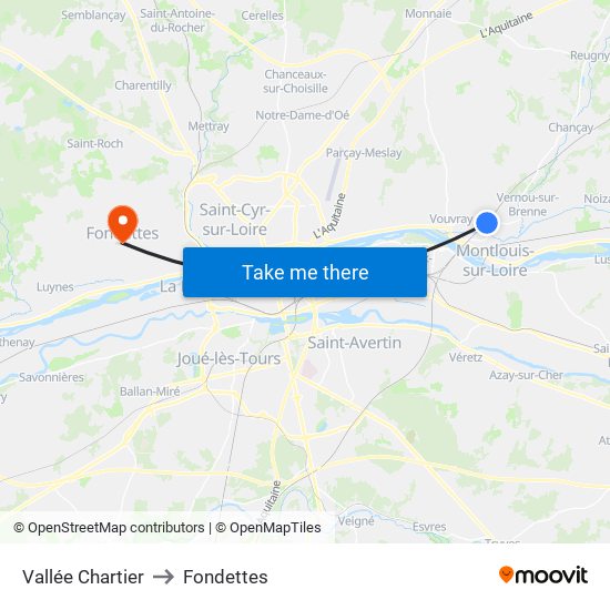 Vallée Chartier to Fondettes map