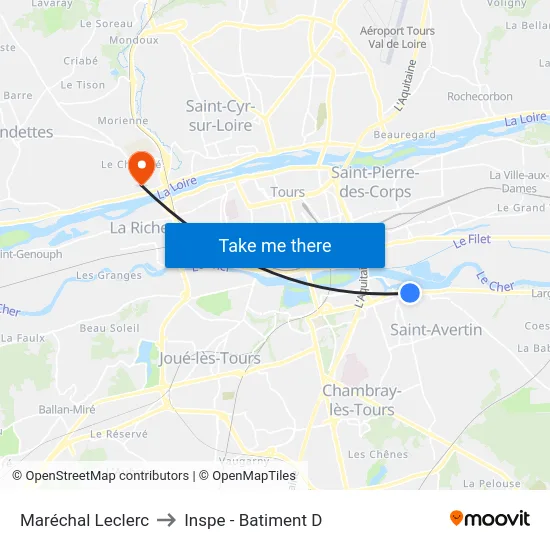 Maréchal Leclerc to Inspe - Batiment D map