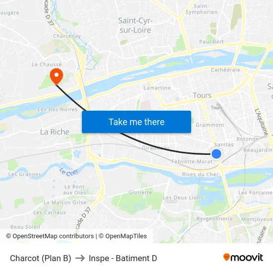 Charcot (Plan B) to Inspe - Batiment D map
