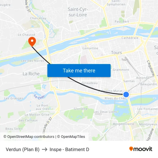 Verdun (Plan B) to Inspe - Batiment D map