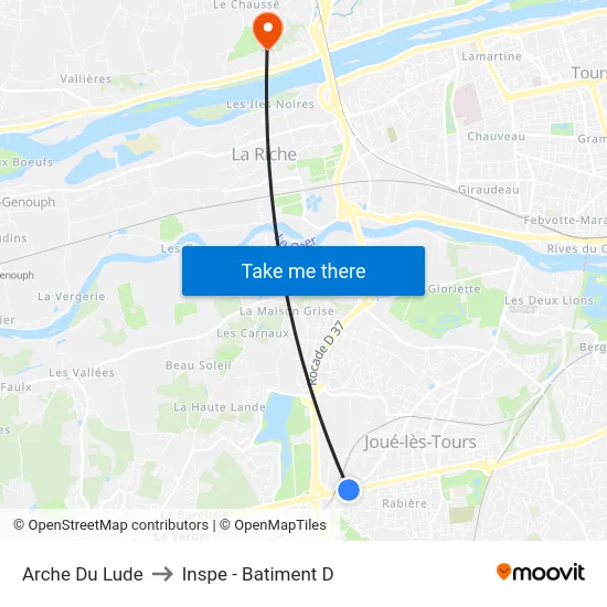 Arche Du Lude to Inspe - Batiment D map